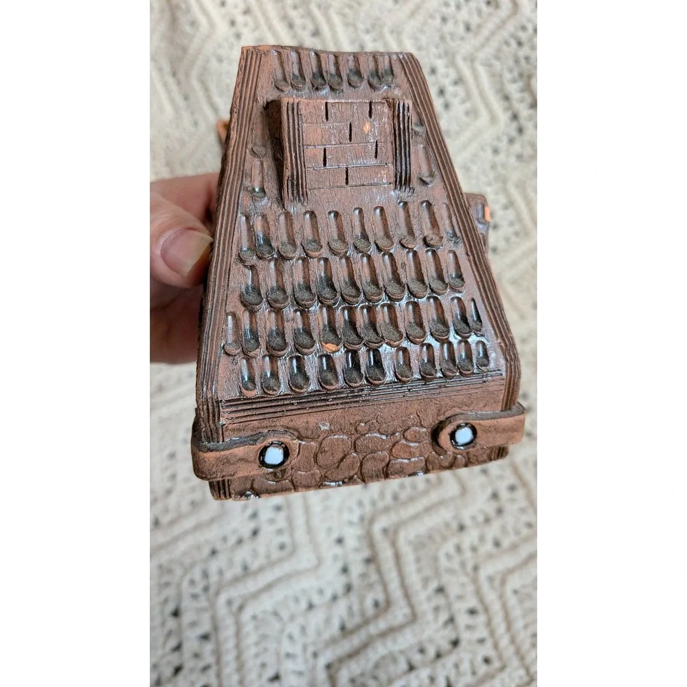 Vintage Lithuanian Handmade Clay Tower Tea Light‎ Candle Holder Village House